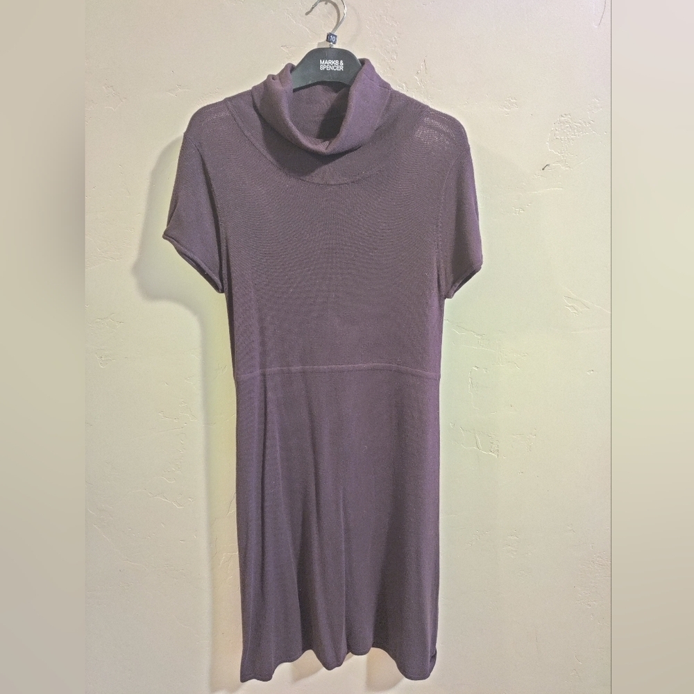 Mango Brown short sleeve turtleneck sweater dress L